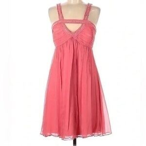 BCBGMAXAZRIA | 100% Silk Pink Chiffon NWOT Formal Sequin Dress Size 8